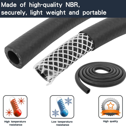1/4 Inch ID NBR Rubber Hose, 20 Feet Fuel Hose Line Transfer Hose for Small Engine Black.