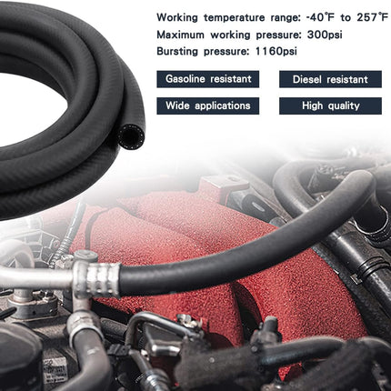 1/4 Inch ID NBR Rubber Hose, 20 Feet Fuel Hose Line Transfer Hose for Small Engine Black.