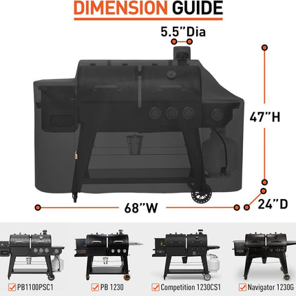 Grill Cover Compatible with Pit Boss 1100 Pro Series Pellet Gas Combo Grill, Heavy Duty Waterproof All Weather Protection for Outdoor Wood Pellet BBQ.
