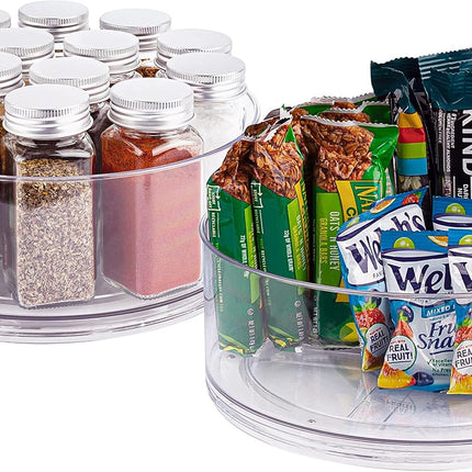 Lazy Susan Turntable (2-Pack) - Clear Acrylic, Rotates 360 Degrees, Easily Organize Your Fridge, Cabinet or Counter - Carousel Storage for Food, Spices, Cosmetics.