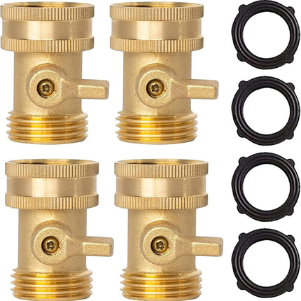 Brass Garden Hose Shut Off Valve, 4 Pack Heavy Duty 3/4 Inch Solid Brass Garden Hose Shut Off Valve with 4 Extra Rubber Washers.