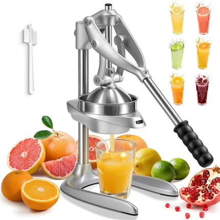 Manual Juicer,  Effortless Stainless Steel Juicer Press Heavy Duty Citrus Squeezer for Orange Lemon Grapefruit Pomegranate, Easy to Clean.