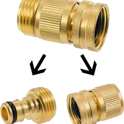 Garden Hose Quick Connector, Solid Brass 3/4 Inch GHT Thread Garden Quick Connect Kit, Male and Female No-Leak Water Hose Fittings (4 Set).