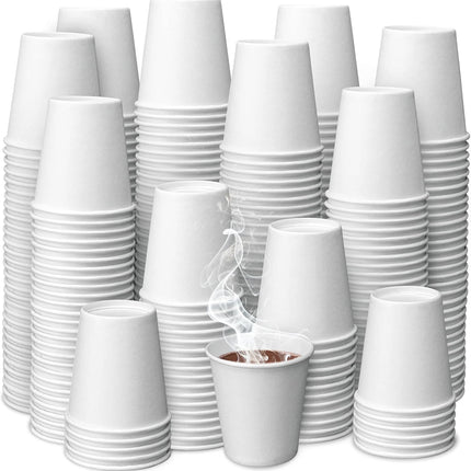 500 Pack 3 oz Paper Coffee Cups - Hot Drinking Cups for Coffee, Tea, Snacks or Mouthwash.