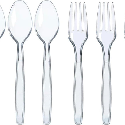 500 Clear Plastic Spoons and Forks - Bulk, Plastic Silverware.