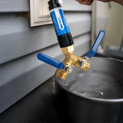 Brass Garden Hose Splitter, Y Valve Splitter with Stainless Steel Long Handle, Heavy Duty 2 Way 3/4" GHT Thread Water Garden Hose Adapter.
