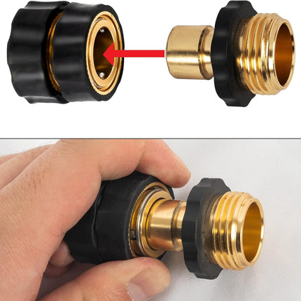 3/4 Inch Garden Hose Quick Connect, Quick Connect Garden Hose Fittings, Male and Female Water Quick Release Hose Connector (6 Pack).