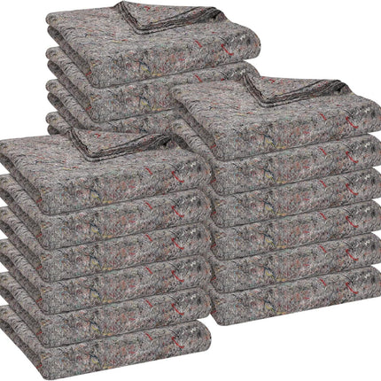 12 Pieces Moving Blankets Bulk 39 x 71 Inch Soft High Tensile Strength Cotton Fiber Packing Shipping Pads for One Time Moving High Tensile Strength Storage Blankets.