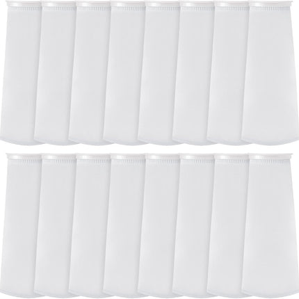 16 Pack 4 Inch Ring Filter Socks 200 ?m Aquarium Bags 4 Inch Ring by 15 Inch Long Socks for Fish Tank Freshwater Saltwater Aquariums.