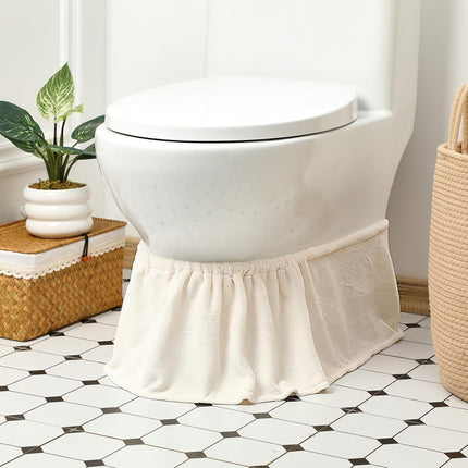 Toilet Base Wrap Stretchable Non Slip Around Toilet Protector Decorative Hygienic Caulk Cover White Cotton Washable Bathroom Decor for Catching Drips Condensation Dribbles Dust.