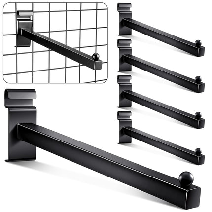 Gridwall Hooks 12 Inch Grid Wall Hangers Display Peg Hooks Slat Wall Accessories for Wire Panels Shelf(5 Pcs,Black).