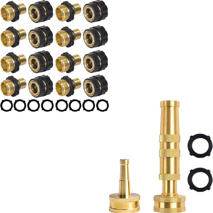 Garden Hose Quick Connect + Nozzle Twist and Nozzle Jet.