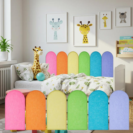 6 Pcs Felt Wall Padding for Kids 15.75 x 7.87 x 0.35 Inch Anti Collision 3D Wall Panel Peel and Stick Self-Adhesive Protective Headboard Upholstered for Playroom Nursery(Multiple).