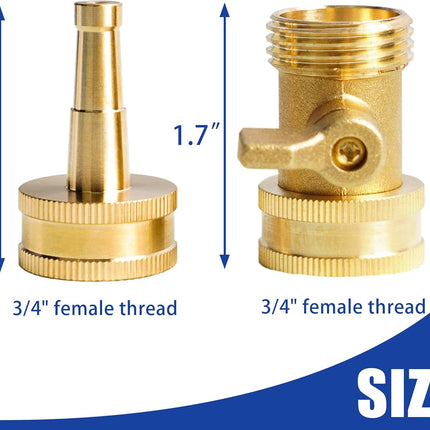 Garden Hose Adapter + Nozzle Jet with Shutoff Valve.