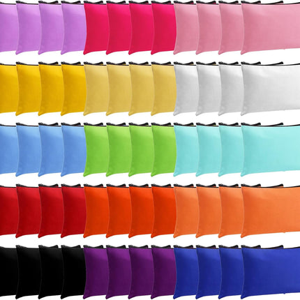60 Pcs Canvas Makeup Bags Bulk Cosmetic Bags Zipper Pouches Multicolor DIY Craft Pencil Bag Pencil Pouch Multipurpose Canvas Toiletry Bag for Travel Women Girls Pencil Craft (4.3 x 7.1 Inch).
