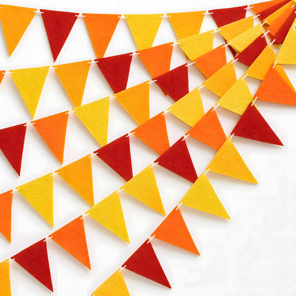 5 Pieces 41 Feet Fall Pennant Banner Autumn Decoration Yellow Orange and Red Felt Triangle Flags Bunting Banners for Fall Thanksgiving Harvest Birthday Party Home Decor Indoor Outdoor Supplies.
