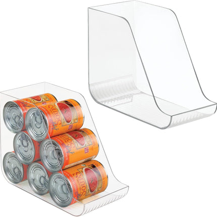 Can Organisers for Pantries, Fridge Drawers & Fridge Shelves - Kitchen Storage Solutions - for up to 7 Cans of Soda, Food, or Soups - Kitchen Accessories — Pack of 2 - Clear.