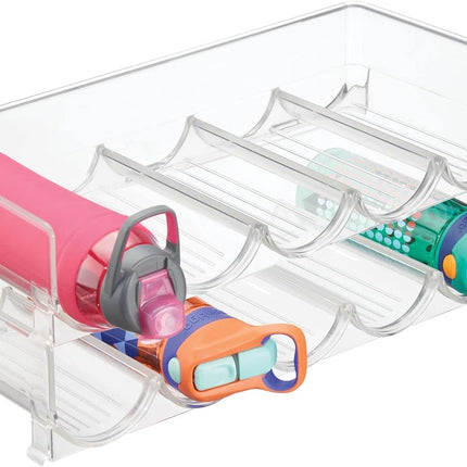Plastic Free-Standing Water Bottle and Wine Rack Storage Organizer for Kitchen Countertops, Table Top, Pantry, Fridge - Stackable - Holds 5 Bottles Each, 2 Pack - Clear.