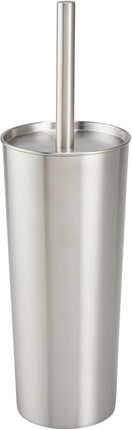 Slim Metal Toilet Brush Set - Modern Freestanding Holder for Bathroom - Practical With Rust-Resistant Finish - Silver.