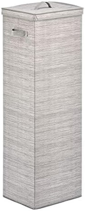 Tall Gift-Wrapping Paper Storage Box with Handles, Holder for Christmas and Holiday Organizer Container - Removable Lid for Rolls of Wrap, Inside Closet Storage Totes, Stripe, Taupe/Tan.