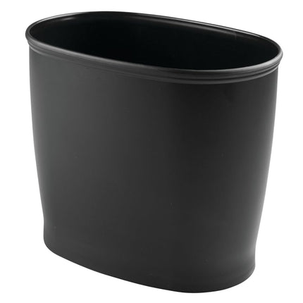 Oval Shatter-Resistant Plastic Trash Can, 8.5 Liters, Black, 12" x 8" x 10".