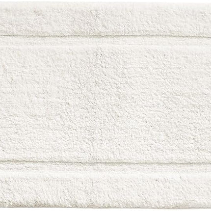 Soft 100% Cotton Luxury Hotel-Style Rectangular Spa Mat Rug, Plush Water Absorbent, Decorative Border for Bathroom Vanity Bathtub/Shower, Machine Washable Long Runner - 60" x 21" - Natural/Tan.