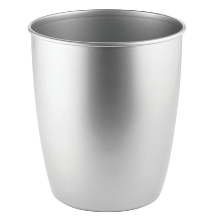 Small Steel Round Trash Can Bucket - 1.5 Gallon Wastebasket, Garbage Container Bin for Bathroom, Powder Room, Bedroom, Kitchen, Home Office - Hamill Collection - Chrome.