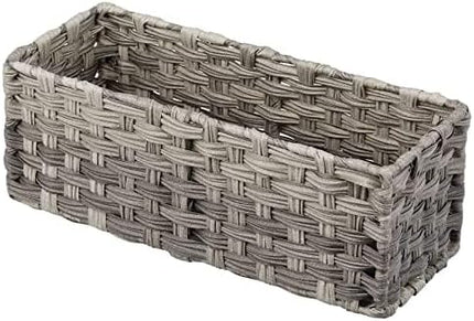 Rustic Farmhouse Woven Toilet Paper Holder Basket - Small Storage Organizer Tank Topper for Bathroom Counter or Top of Toilet - Holds 3 Rolls of Toilet Paper - Gray Ombre.