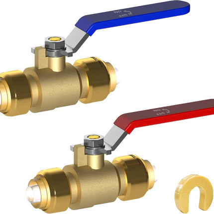 Brass Garden Hose Splitter (4 Way) + 1/2 Inch Push-Fit Full Port Ball Valve.