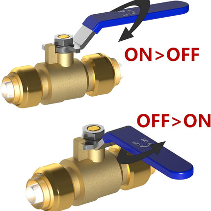 Brass Garden Hose Splitter (4 Way) + 1/2 Inch Push-Fit Full Port Ball Valve.