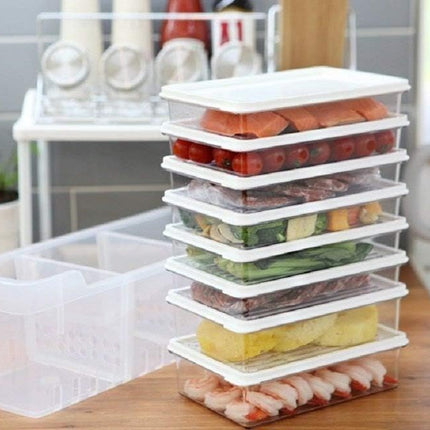 Kitchen Refrigerator Organizer, Fridge and Freezer Storage Trays Large+Food Containers with Lids L1(6P)+L2(2P), Set of 9, Premium A.