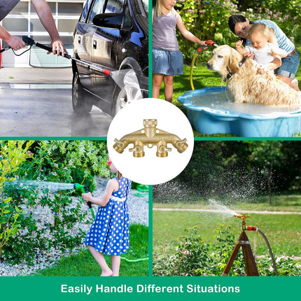 Brass Garden Hose Splitter (4 Way) + Garden Hose Quick Connector.
