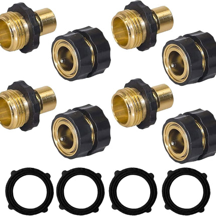 Brass Garden Hose Splitter (4 Way) + Garden Hose Quick Connector.