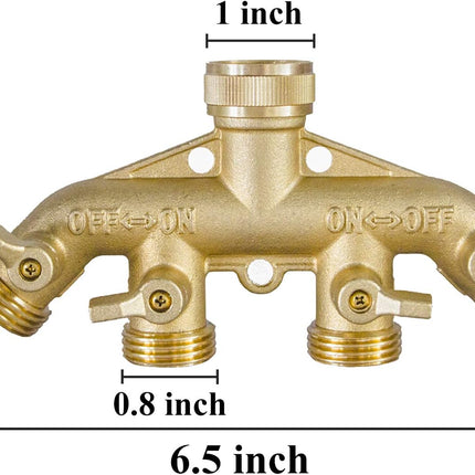 Brass Garden Hose Splitter (4 Way) + Brass Garden Hose End Caps.