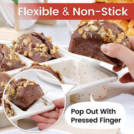 Mini Loaf Pans, Metal Reinforced Frame Silicone Bread Loaf Pans 8 Cavities Nonstick for Baking Cornbread, Mini Bread, Brownie, Cheesecake, Chocolate 2 Pack Confetti.