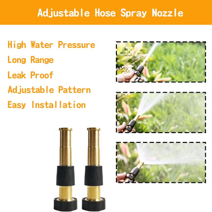 Brass Garden Hose Splitter (4 Way) + 5" Jet Sweeper Garden Hose Nozzle.