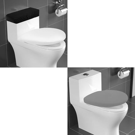 Toilet Tank Cover + Toilet Lid Cover, Stretch Washable Spandex Toilet Tank Protector Cover & Bathroom Stretch Spandex Washable Toilet Lid Seat Protector Cover with Elastic Bottom.