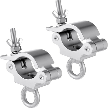 2 Pcs Heavy Duty 2 Inch Truss Clamp with Eye Bolt for 48-51mm Truss Tube/Pipe, Aluminum Stage Light Clamps for LED Video Wall and Lighting Mounting.