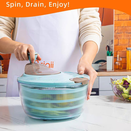 Salad Spinner, 4.24 Quart Lettuce Spinner with Double Drainage Holes, Salad Dryer for Washing, Spinning, and Draining Greens, Fruits, and Vegetables.