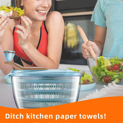 Salad Spinner, 4.24 Quart Lettuce Spinner with Double Drainage Holes, Salad Dryer for Washing, Spinning, and Draining Greens, Fruits, and Vegetables.