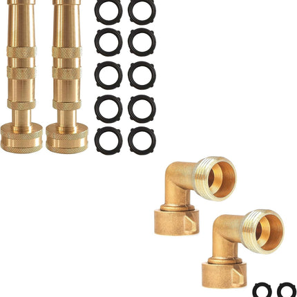 4" Twist Hose Nozzle + 90 Degree Garden Hose Elbow Connectors.