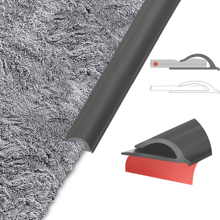 Flexible Carpet Edge Trim – Self-Adhesive Waterproof Cuttable Safety Edging for Thick Rugs &Mats, Peel & Stick Floor Transition Strip, For High-Traffic Areas (Fits Thick Carpets Up to 15mm,Black-20Ft).