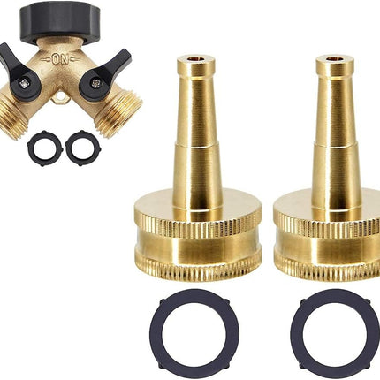 Hose Splitter 2 Way | Brass Jet Sweeper Sprayer Nozzle, 2 Pack, TWIS3431.