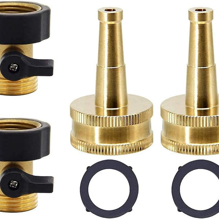 Heavy Duty Brass Shut Off Valve | Brass Jet Sweeper Sprayer Nozzle, 2 Pack, TWIS3431.