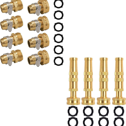 Garden Hose Repair Connector with Clamps + Adjustable Twist Hose Nozzle.