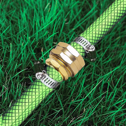 Garden Hose Repair Connector with Clamps + Adjustable Twist Hose Nozzle.