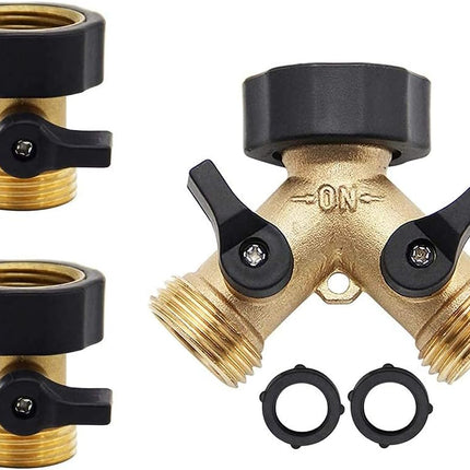 Heavy Duty Brass Shut Off Valve | Heavy-Duty Brass Garden Hose Splitter 2 Way