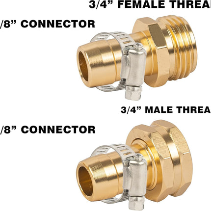 Garden Hose Repair Connector with Clamps + Hose Quick Connector.