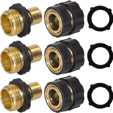 Garden Hose Repair Connector with Clamps + Hose Quick Connector.