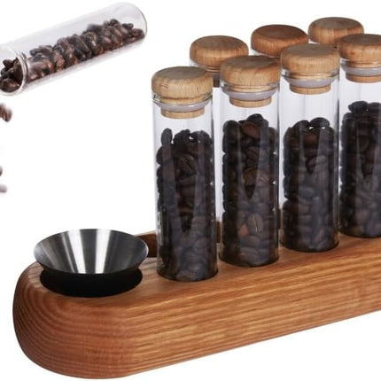 Coffee Bean Cellar Tubes Single Dose Set of 8 Borosilicate Glass Sealing Tubes for Espresso Enthusiasts and Baristas Smoother Pouring Without threads.